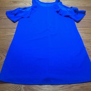 Like NEW! Vibrant Blue Cold Shoulder Short Relaxed Dress - Medium